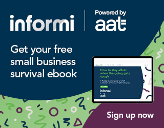 Informi powered by AAT banner promoting a free small business survival ebook with a 'Sign up now' 