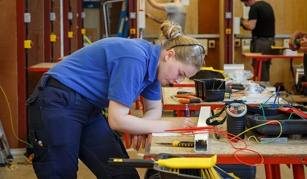 Female apprentice at work