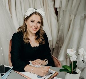 Alison Riley working at her desk at home